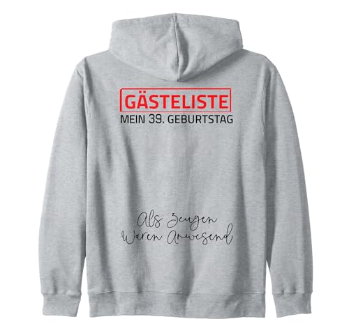 Gästeliste Mein 39. Geburtstag Libro de visitas Firma Sudadera con Capucha
