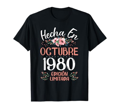 Hecha En Octubre 1980 Mujer Regalo 45 Años Cumpleaños Camiseta