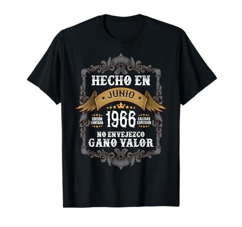 Cumpleaños 60 Años Hombre Hecho en junio 1966 Vintage Regalo Camiseta