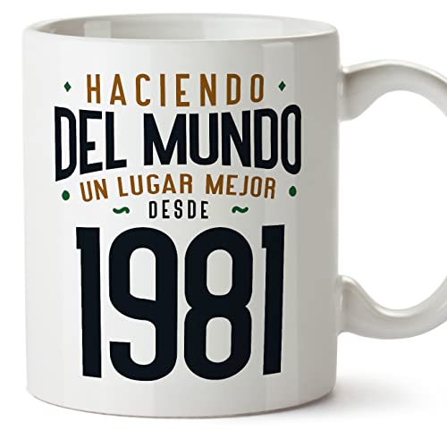 MUGFFINS Tazas 1981 Cumpleaños - En Español - Haciendo del Mundo un Lugar Mejor - 11 oz / 330 ml -...