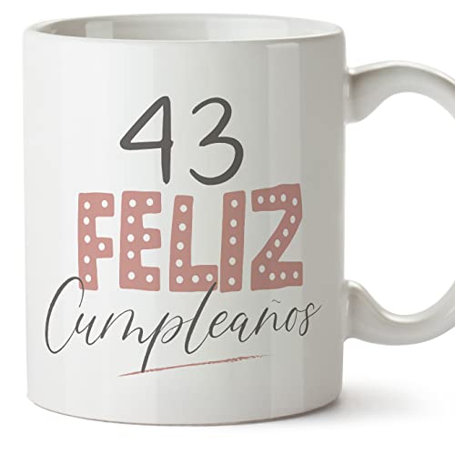 MUGFFINS Tazas 43 Cumpleaños - En Español - ¡Feliz Cumpleaños! Rosa - 11 oz / 330 ml - Regalo...