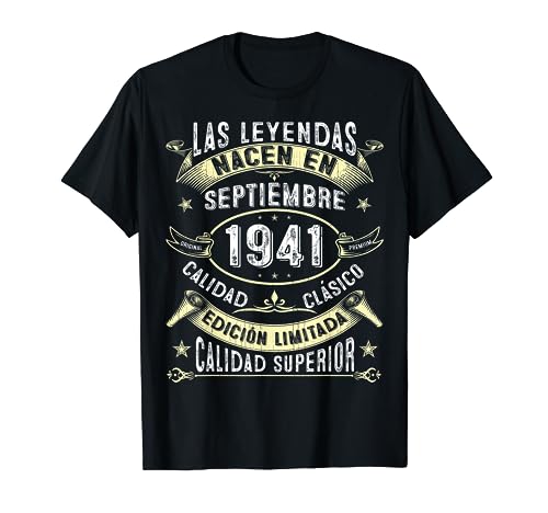 82 Años Cumpleaños Las Leyendas nacen en Septiembre de 1941 Camiseta