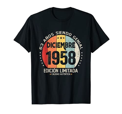 Regalo 63 años Cumpleaños Hombre Mujer - Diciembre 1958 Camiseta