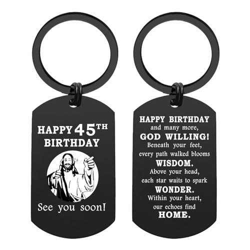 Tangvo Divertido llavero de cumpleaños número 45, regalos de feliz cumpleaños 45 para él y ella,...