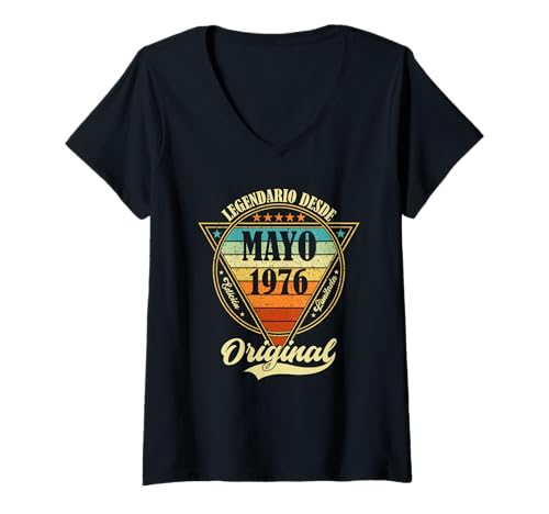 Mujer Mayo 50 Años Regalo Cumpleaños Hombre Mujer Original 1976 Camiseta Cuello V