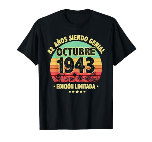 Octubre 1943 82 Años Hombre Cumpleaños Regalo Octubre 1943 Camiseta