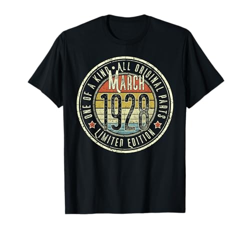 97 Cumpleaños Vintage Marzo 1928 Retro Edición Limitada Camiseta