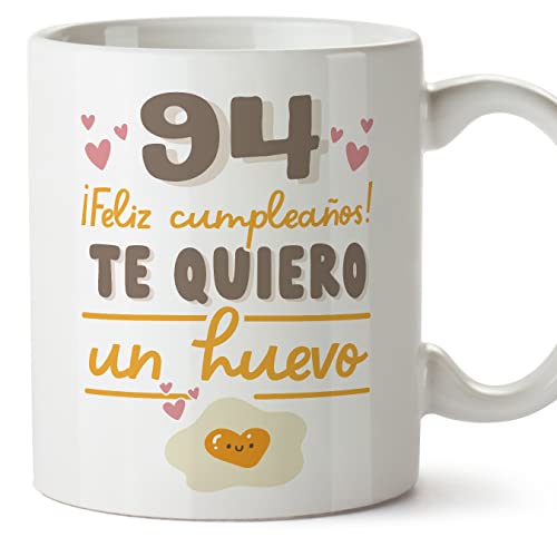 MUGFFINS Tazas 94 Cumpleaños - En Español - Te quiero un Huevo Regalo Amigos Novios Familiares -...