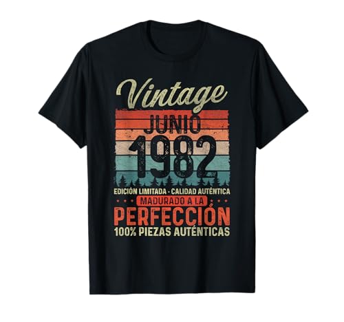 Junio 1982 Vintage Regalo 43 Años Cumpleaños Hombre Camiseta