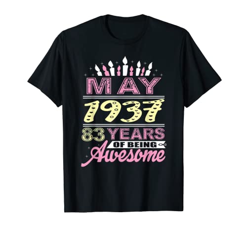 Mayo de 1937 83 años de edad regalo fiesta de vela 83 cumpleaños Camiseta