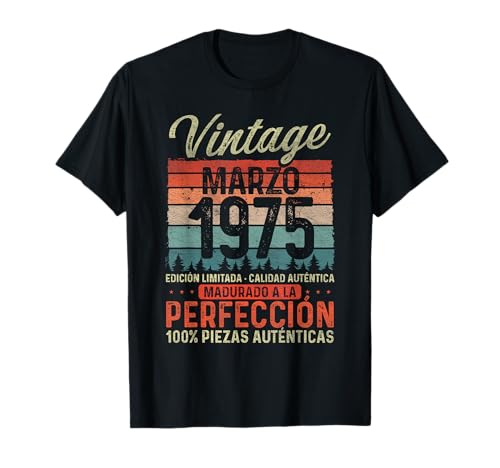 Marzo 1975 Vintage Regalo 51 Años Cumpleaños Hombre Camiseta