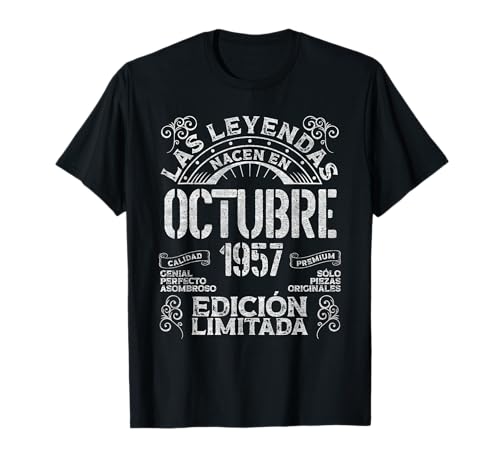 Las Leyendas Nacen En Octubre 1957 68 Años Cumpleaños Camiseta