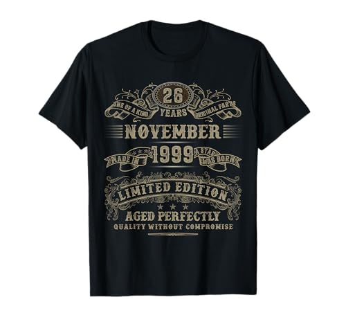 Regalos de 26 años 26 cumpleaños noviembre 1999 Edición Limitada Camiseta