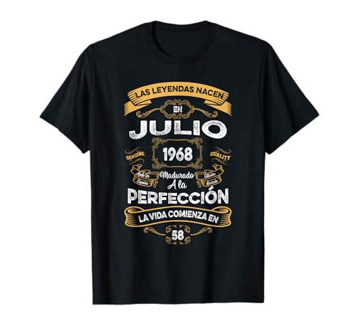 Leyendas Julio 1968 Hombre Mujer 58 Años Cumpleaños Camiseta