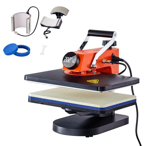 VEVOR Máquina de Prensa de Calor Multifunción 42 x 40 x 39 cm, 5 en 1 para DIY Camisetas,...