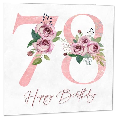 Tarjeta de 78 cumpleaños para mujer, tarjetas florales de 78 cumpleaños para mujer de 78 años,...