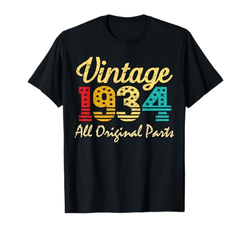 Vintage 92 años 1934 92 cumpleaños Decoraciones Hombres 92 cumpleaños Camiseta