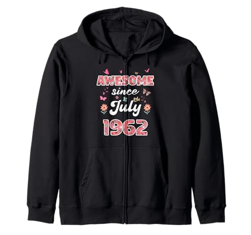 Impresionante Desde Julio 1962 Flores 1962 Julio Cumpleaños Sudadera con Capucha