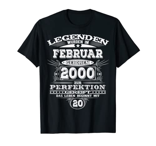 20 cumpleaños regalo año 2000 febrero 20 años Camiseta