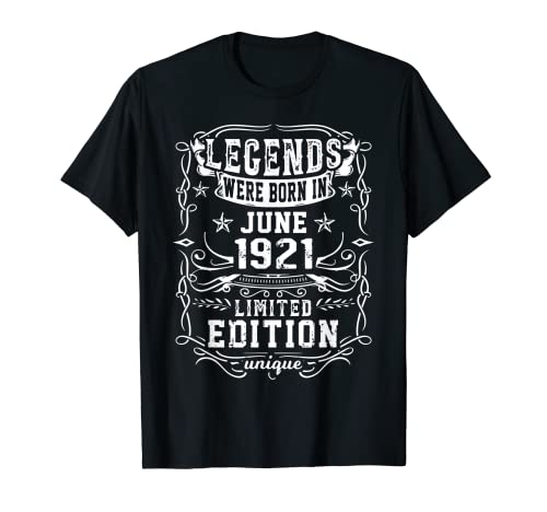 Cumpleaños Junio 1921 Edición Limitada Regalo Legend June Camiseta