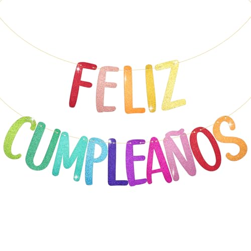 BETESSIN Decoración Cumpleaños Español, Guirnalda Papel Feliz Cumpleaños, Pancarta Cumpleaños...