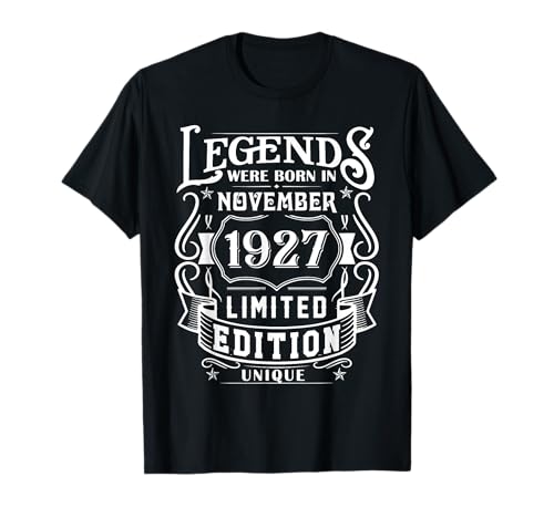 Cumpleaños Noviembre 1927 Edición Limitada Regalo Vintage Camiseta