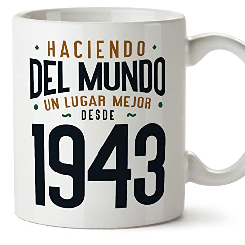 MUGFFINS Tazas 1943 Cumpleaños - En Español - Haciendo del Mundo un Lugar Mejor - 11 oz / 330 ml -...