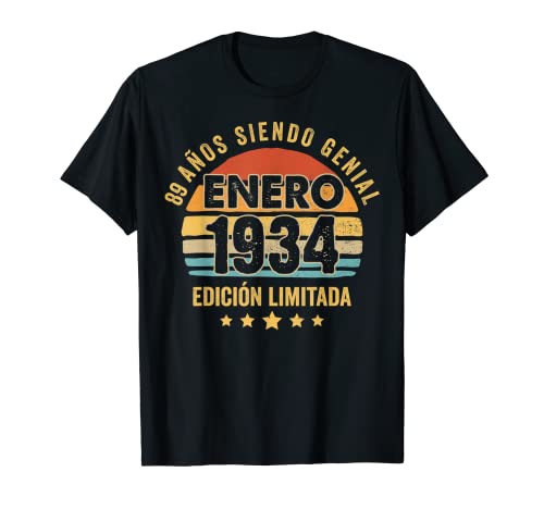 Hombre 89 Años Cumpleaños Regalo Hombre Enero 1934 Enero 89 Años Camiseta