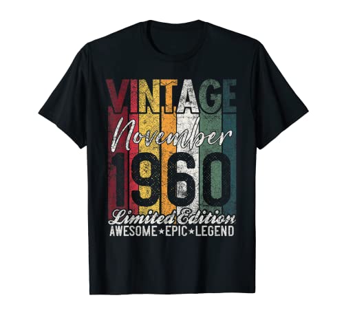 Noviembre 1960 62 Regalo de cumpleaños 62 años Vintage Retro Camiseta