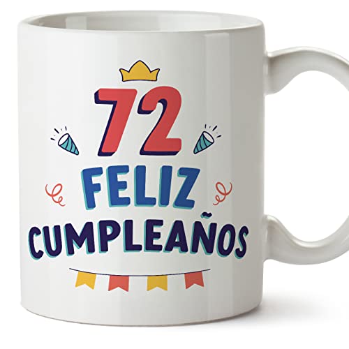 MUGFFINS Tazas 72 Cumpleaños - En Español - ¡Feliz Cumpleaños! - 11 oz / 330 ml - Regalo original y divertido