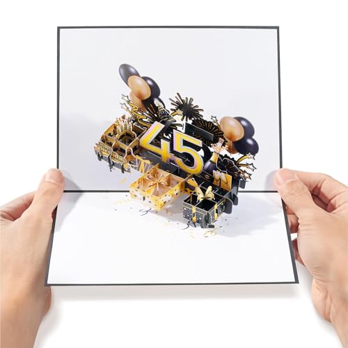 Diese Klappkarten Tarjeta 45 cumpleaños 3D - Tarjeta cumpleaños original Pop-Up con desplegable -...