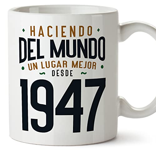 MUGFFINS Tazas 1947 Cumpleaños - En Español - Haciendo del Mundo un Lugar Mejor - 11 oz / 330 ml -...