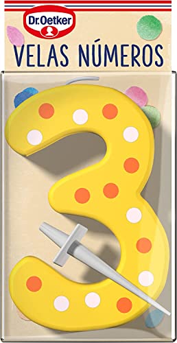 DR. OETKER Velas Número 3, Vela de Cumpleaños Para Personalizar Tartas, Cupcakes o Bizcochos -...