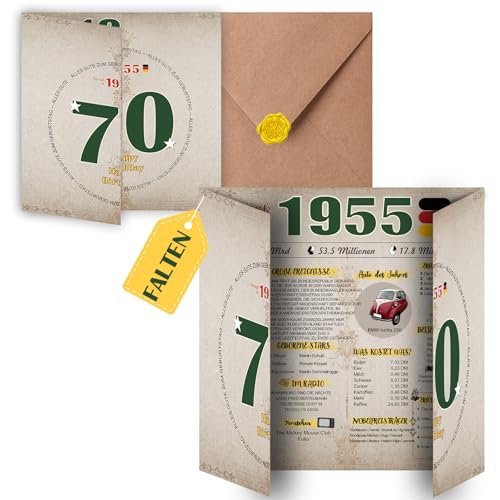 Sugeru Tarjeta de cumpleaños especial 70 con sobre, regalo de la vendimia de 1954, 70 cumpleaños,...