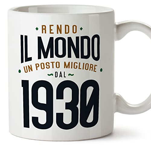 MUGFFINS Tazas 1930 Cumpleaños - En Italiano - Rendo il Mondo un Posto Migliore - 11 oz / 330 ml -...