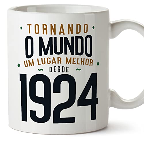 MUGFFINS Tazas 1924 Cumpleaños - En Portugués - Tornando o Mundo um Lugar Melhor - 11 oz / 330 ml...