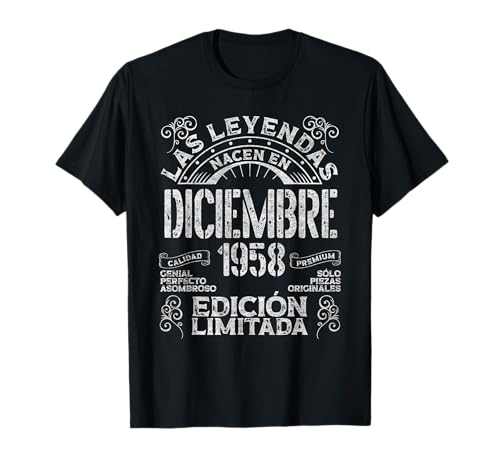 Las Leyendas Nacen En Diciembre 1958 68 Años Cumpleaños Camiseta