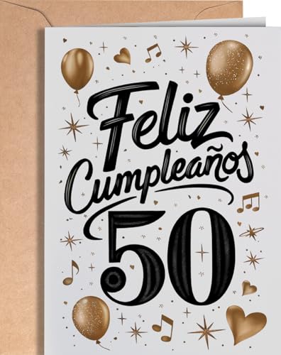 Tarjeta de 50 Cumpleaños - Tarjeta de Felicitación Graciosa para alguien que cumple 50 años -...