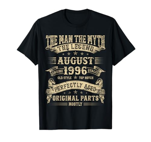 Regalos de cumpleaños número 29 para hombres, mitología de agosto de 1996 Camiseta