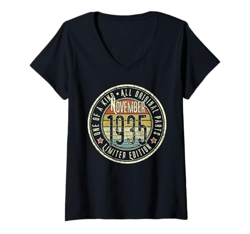 Mujer 90 Cumpleaños Vintage Noviembre 1935 Retro Edición Limitada Camiseta Cuello V