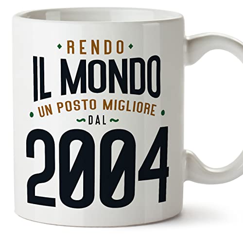 MUGFFINS Tazas 2004 Cumpleaños - En Italiano - Rendo il Mondo un Posto Migliore - 11 oz / 330 ml -...