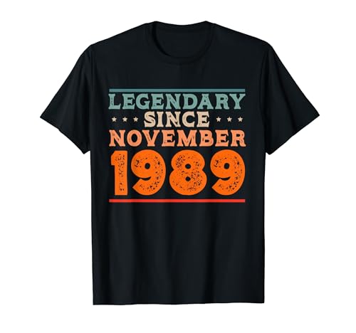 Legendario desde noviembre de 1989 Retro Vintage Fiesta de cumpleaños Camiseta
