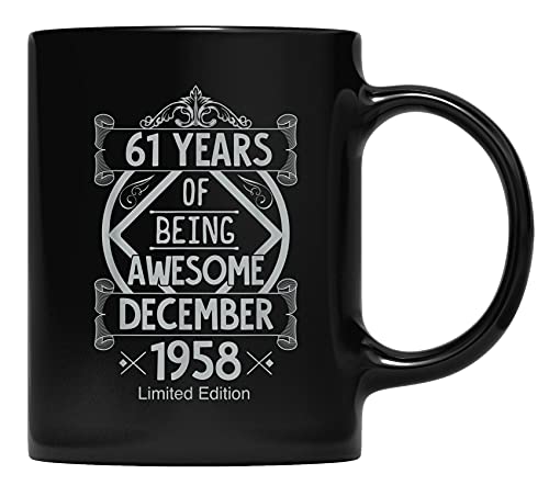 Idea de regalo de cumpleaños de 61 años de edad Diciembre de 1958 Taza de café de cumpleaños para padre y madre, abuelo, abuela y amigos regalos