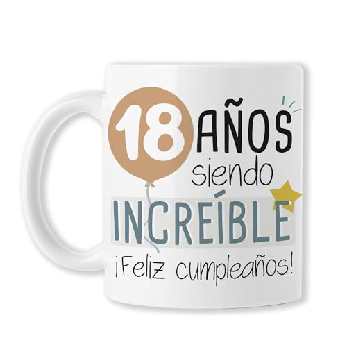 TEDEDIKO ¡FELICIDADES! Taza ¡Feliz 18 cumpleaños! Divertido detalle de aniversario Para Hombre o...