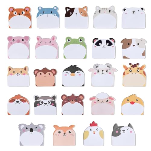 Wenrescry - 24 notas adhesivas con forma de animales, 720 hojas de notas adhesivas Kawaii para...