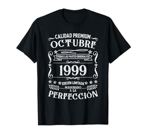 26 cumpleaños Nacido en Octubre de 1999 Vintage 26 años Camiseta