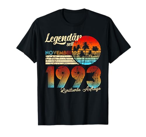 30 Cumpleaños Legendaria Desde Noviembre 1993 Regalo Camiseta