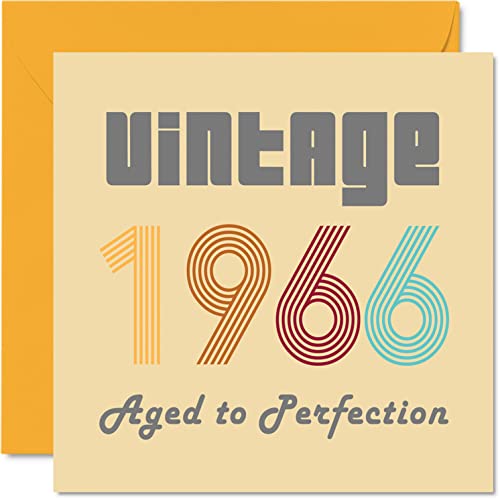 Stuff4 Tarjetas de cumpleaños 58 para hombres y mujeres, estilo vintage de 1966, envejecidas a la...
