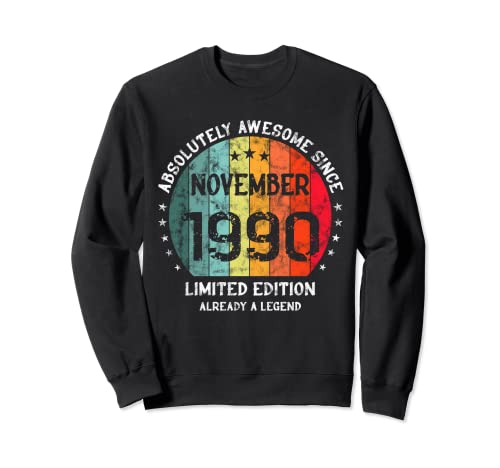 Impresionante Desde Noviembre 1990 Awesome Cumpleaños Retro Sudadera