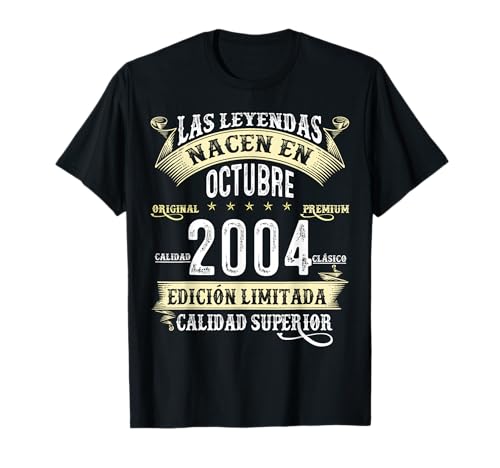 21 Años Cumpleaños Las Leyendas Nacen En Octubre de 2004 Camiseta